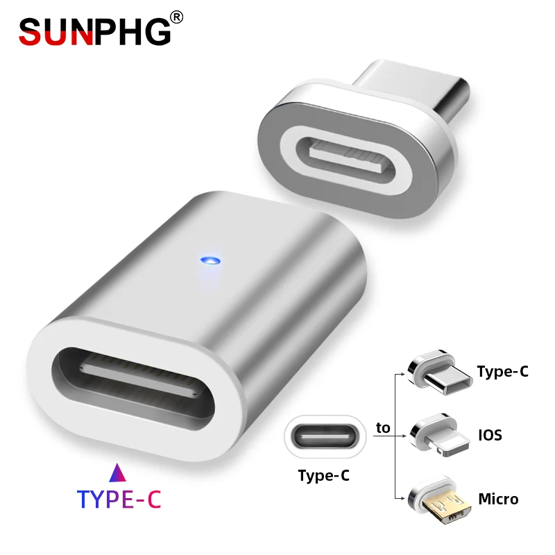 

SUNPHG Magnetic Adapter USB Type C to Micro USB Type-C Converter for iPhone Xiaomi Huawei Samsung Phone Charger Cable Connector