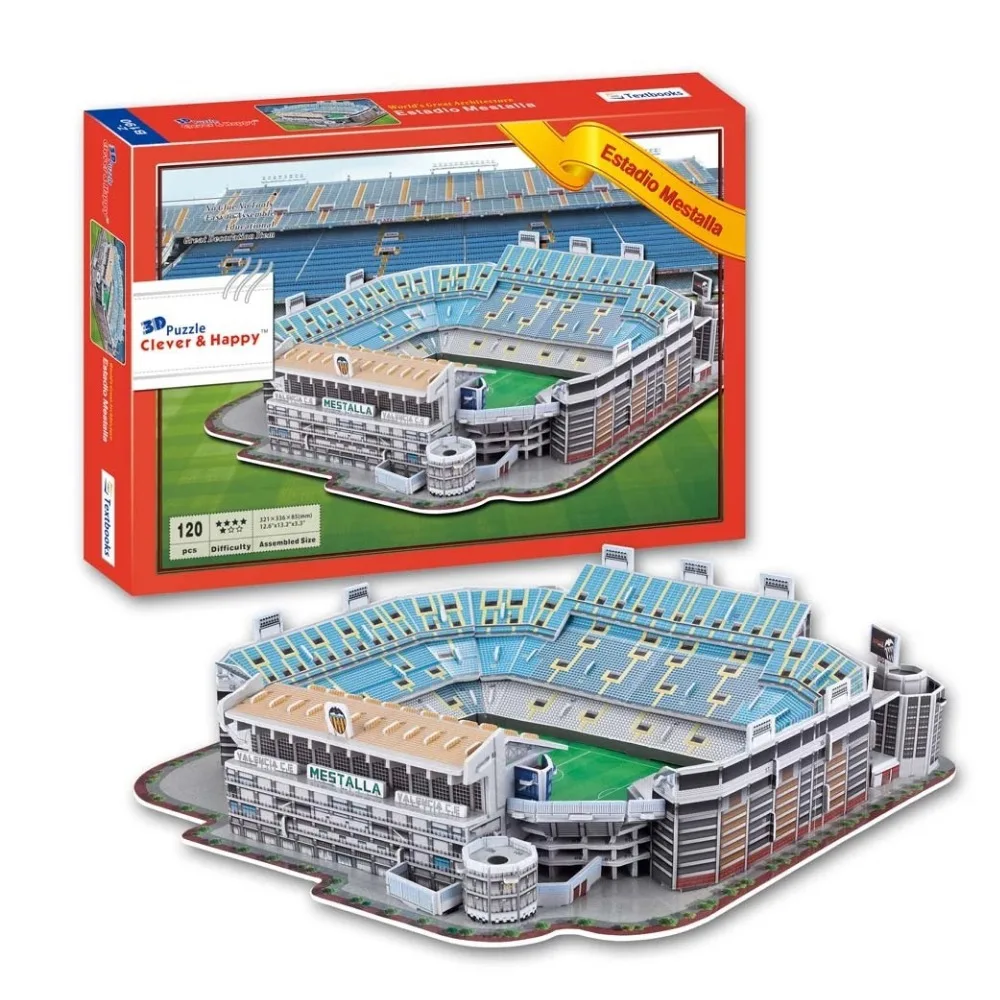 3D Puzzle Stadium Model Estadio Mestalla Stadium Valencia CF Football Club Football Pitch Paper Model Toys Decoration|toy tablet|toy wheeltoy plante -