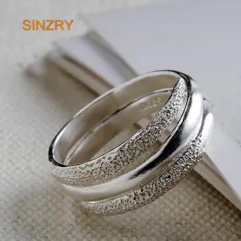 

Sinzry originally design 100% sterling Silver nail sand craft three layer personality couple rings Silver fine jewelry accessory