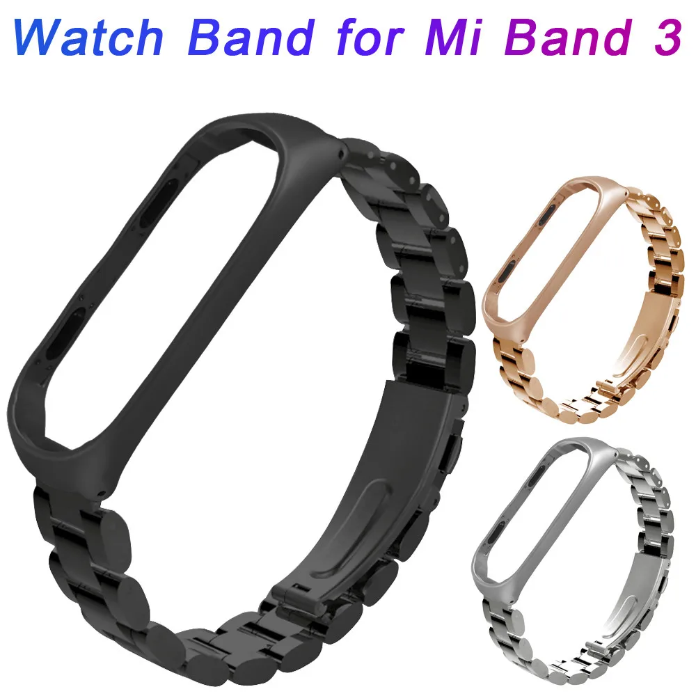 

Genvivia For Xiaomi Mi Band 3 Luxury Stainless Steel Ultrathin Metal Wristband Strap Relogio Masculino Relogio Feminino