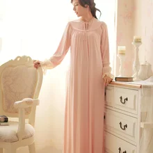 Модальные принцесса Для женщин Ночная рубашка Винтаж Pijamas длинные пижамы хлопок ночная рубашка