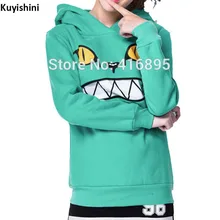 Женский хлопковый Свободный джемпер с капюшоном на молнии в рот в улыбке с изображением кота Харадзюку, кавайное худи с капюшоном, толстовки с «ушами»