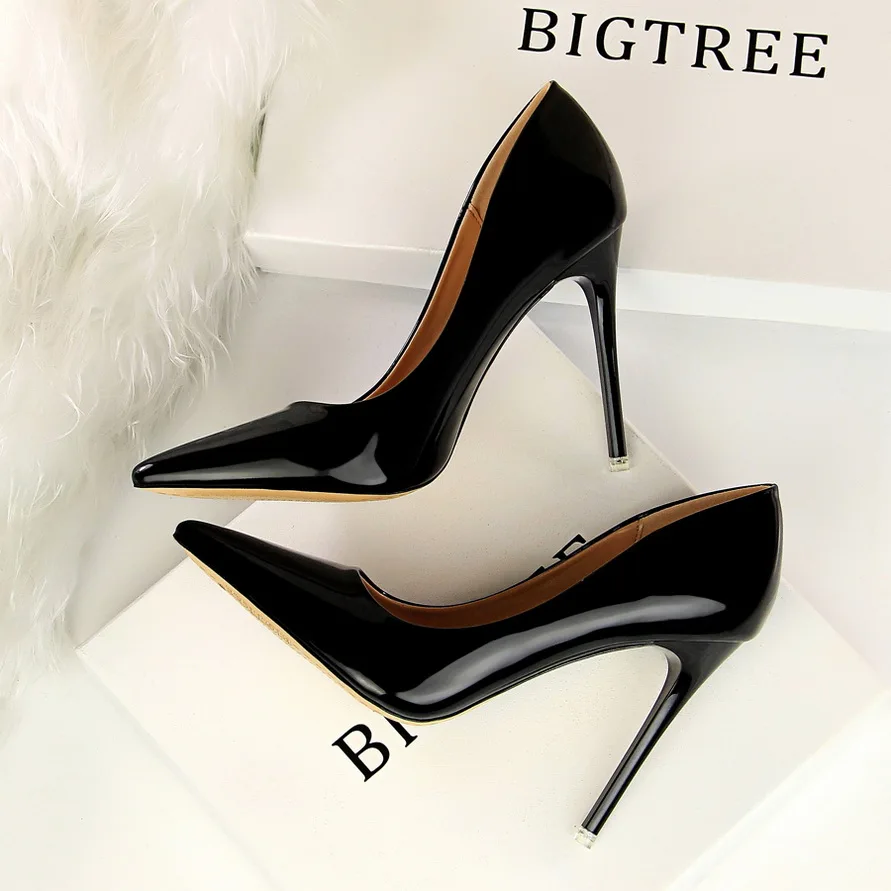 BIGTREE Shoes New Patent Leather Wonen Pumps Fashion Office Shoes Women Sexy High Heels Shoes Women's Wedding Shoes Party