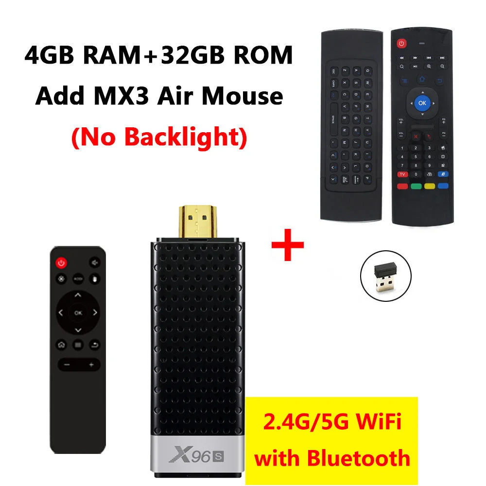 X96 X96S DDR4 4 ГБ ОЗУ 32 Гб ПЗУ Мини ПК Смарт Android 8,1 ТВ коробка Amlogic S905Y2 tv Stick Dongle WiFi Bluetooth 4K HD медиаплеер - Цвет: 4GB 32GB add MX3