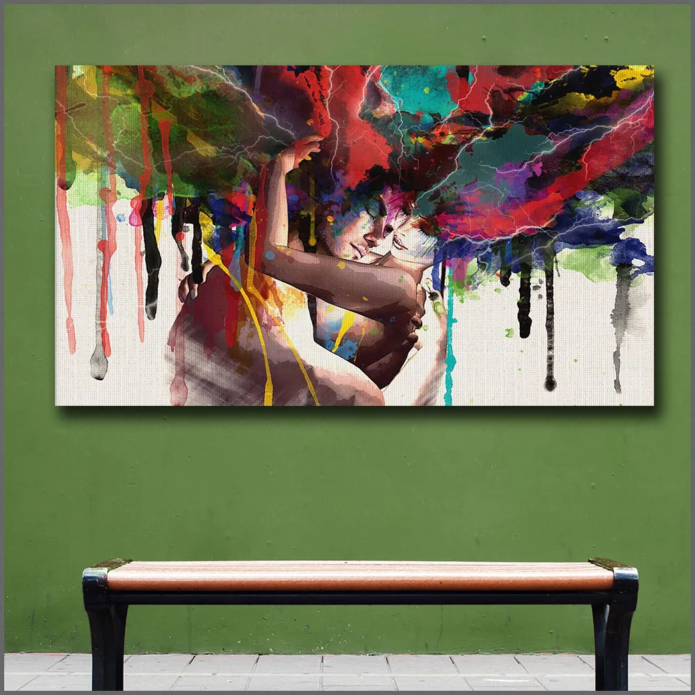 

Abstract Couple Hugging Together Love Kiss Canvas Painting Living Room Home Decor HD prints canvas art modern art design
