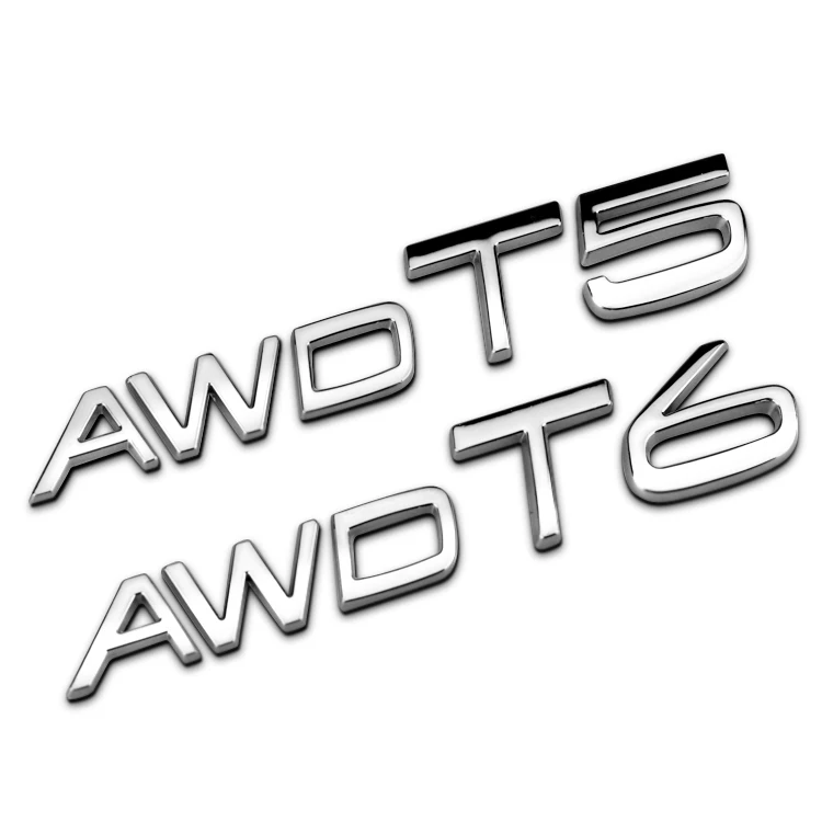 

T5 T6 AWD All Wheel Drive Turbo Chrome Metal Refitting Trunk Emblem Badge Logo 3D Sticker for VOLVO S60 S80 V50 V70 XC60 XC90