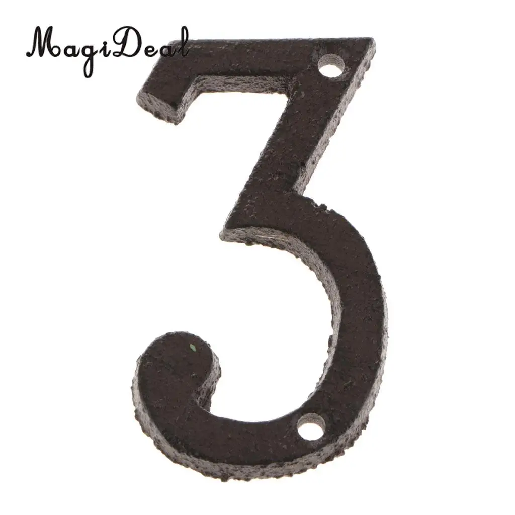 2pcs Cast Wrought Iron Black Antique House Door Number Signs Digits Sticker Plate 1 3
