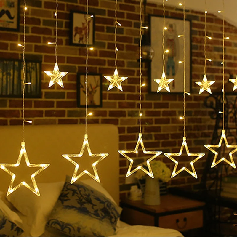 

Shinning Town 2.5M Star Lamp LED Curtain Lamp String Window Showcase LED String Fairy Wedding Lighting Decoration Home 220V