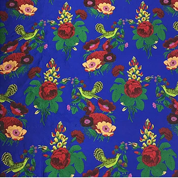 

HLQON chemical fiber brocade jacquard polyester blue fabric for felt patchwork dress sewing women tissue clothing by