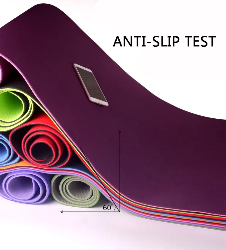 Двусторонний цвет упражнения спортивные коврики фитнес Йога Пилатес Тренажерный зал наколенники 1830*610*6 мм TPE йога коврики ремень