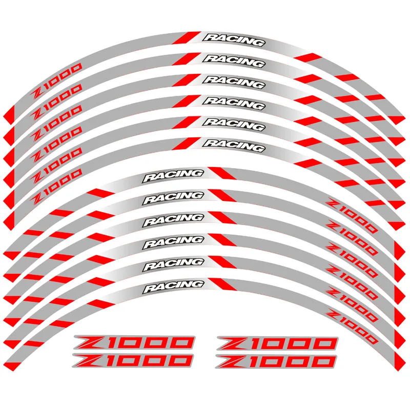 Новая высококачественная 12 шт подходит мотоциклетная наклейка для колес полоса светоотражающий обод для Kawasaki Z1000 - Цвет: 6