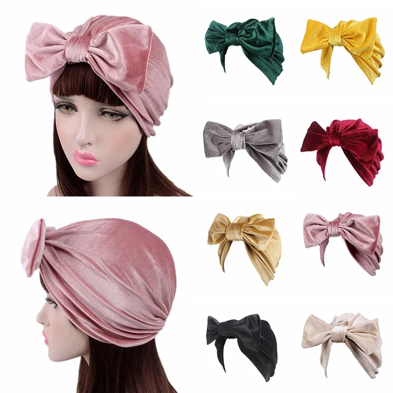 

Sale 2018 girls Velvet Big Bowknot Hair Bands New Headband For Women Turban Hat Cap Hair Accessory