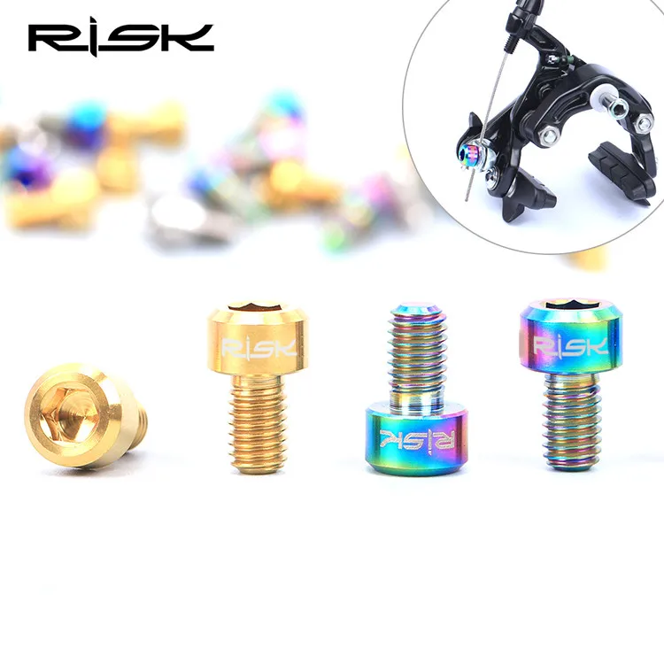 RISK Road Bike V Brake Bolts Titanium M6*10 MM Bicycle Brake Cable Bolts For SHIMANO and SRAM