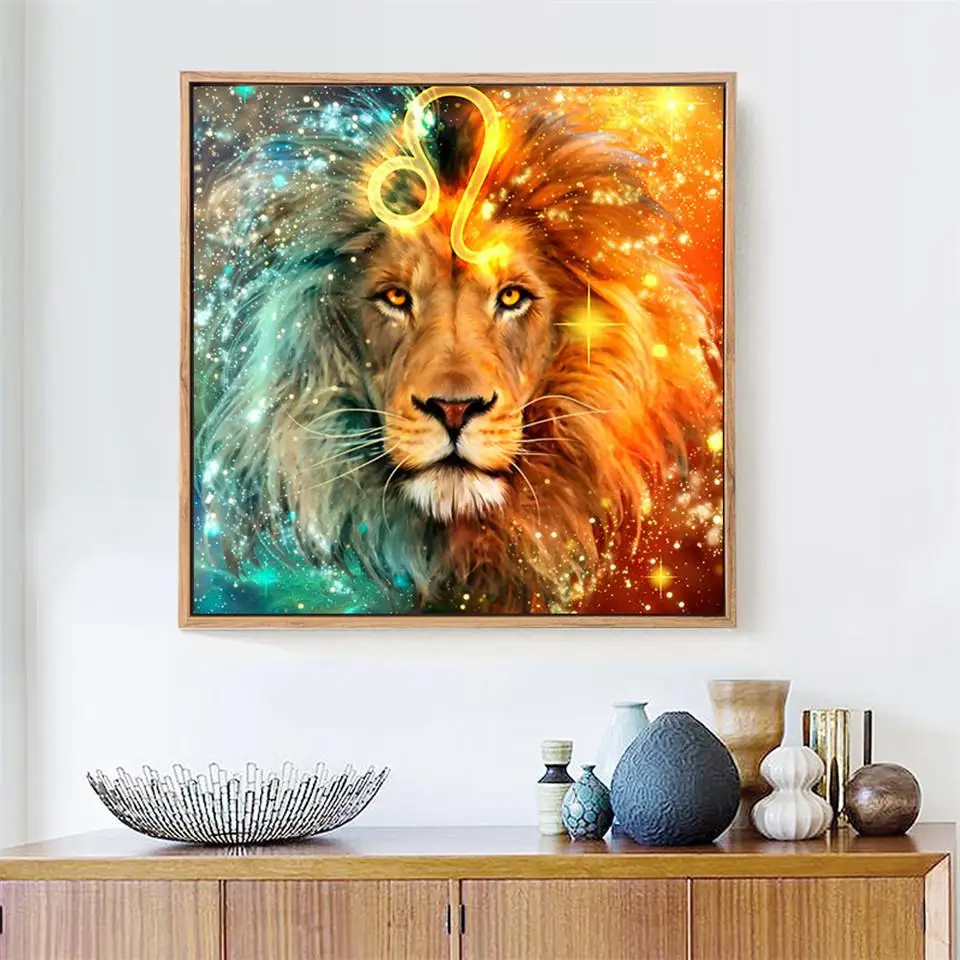 

5d DIY Diamond Embroidery Lion Diy Diamond Painting Cross Stitch Picture Mosaic,animals,full drill square,home decoration child