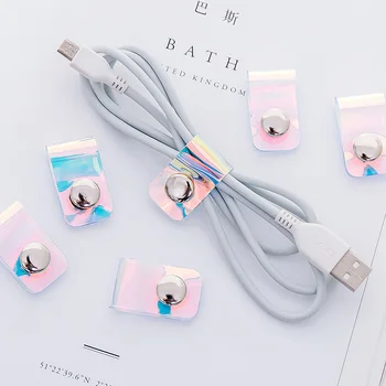 

5pcs/Lot Laser Color Cable Winder Earphone Buckle Cable Organizer Wire Storage Holder Cable Tie Desk Set Accessories