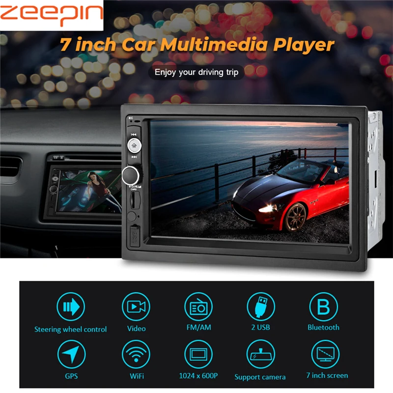 

Zeepin 7078C 7-inch Car Multimedia Player Android 7.1 Wifi Audio Video Player Touch Screen Bluetooth GPS RDS FM Radio Rear View
