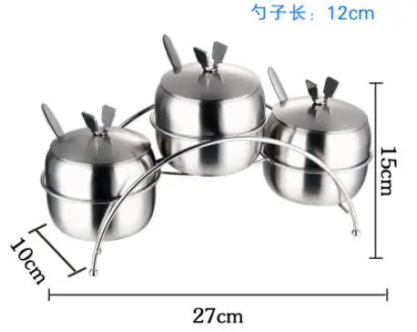 

thicken stainless steel seasoning jar kitchen tool spoon salt box bowl case