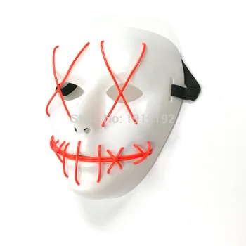 

EL Wire Halloween Slit Mouth Mask Neon LED Light Up Mask Flashing Carnival Masks with Sound Activated for Halloween Festival