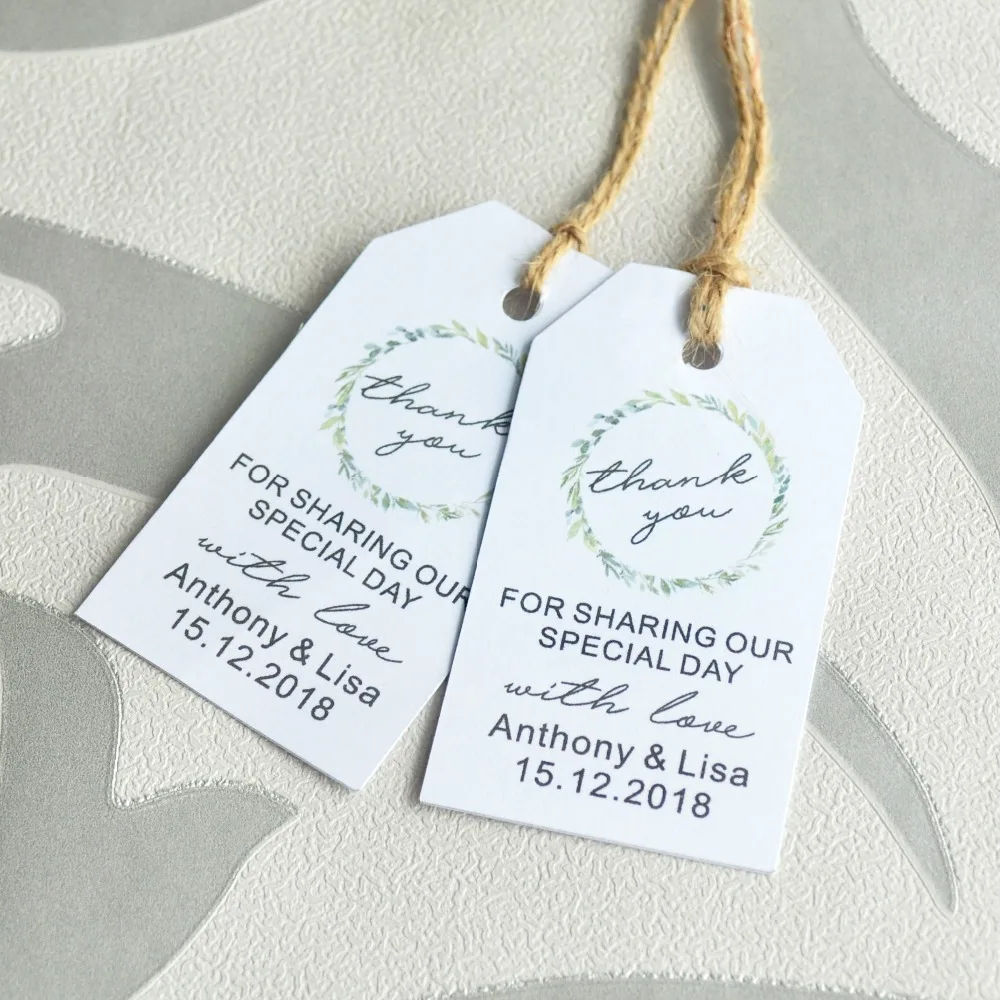 

Custom Thank You Tag Bridal Shower Favor Tag Personalized Wedding Tags Greenery Wedding Party Favors