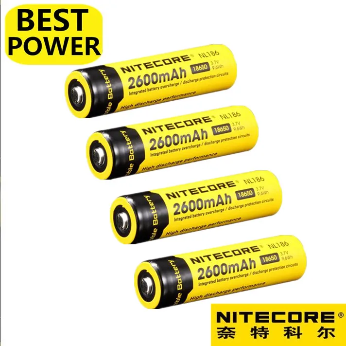 

4 pcs Nitecore NL1826 18650 2600mAh 3.7V 9.6Wh Rechargeable Li-on Battery high quality with protect