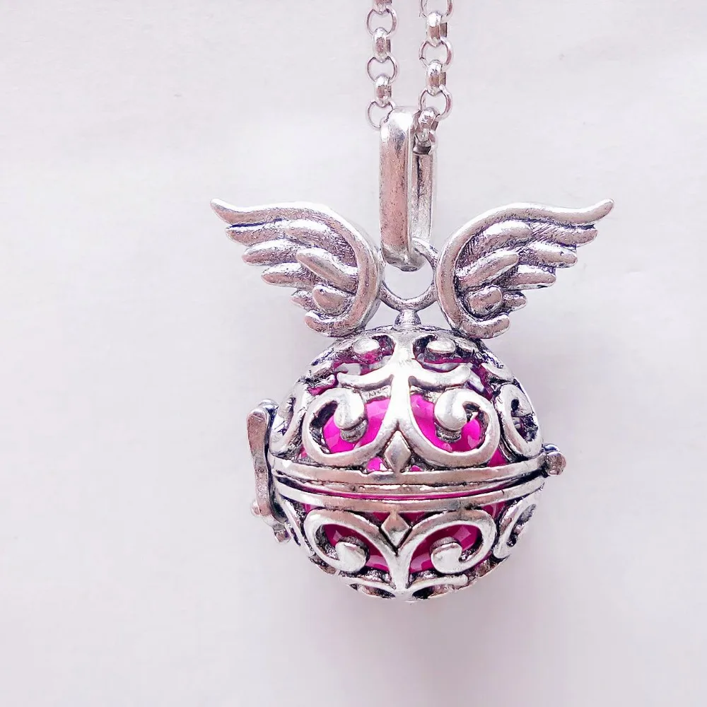 Мексиканский кулон Ангел шар звонящий звук 16 мм Гармония шар с цепочкой ожерелье ювелирные изделия подарок - Окраска металла: Посеребренный