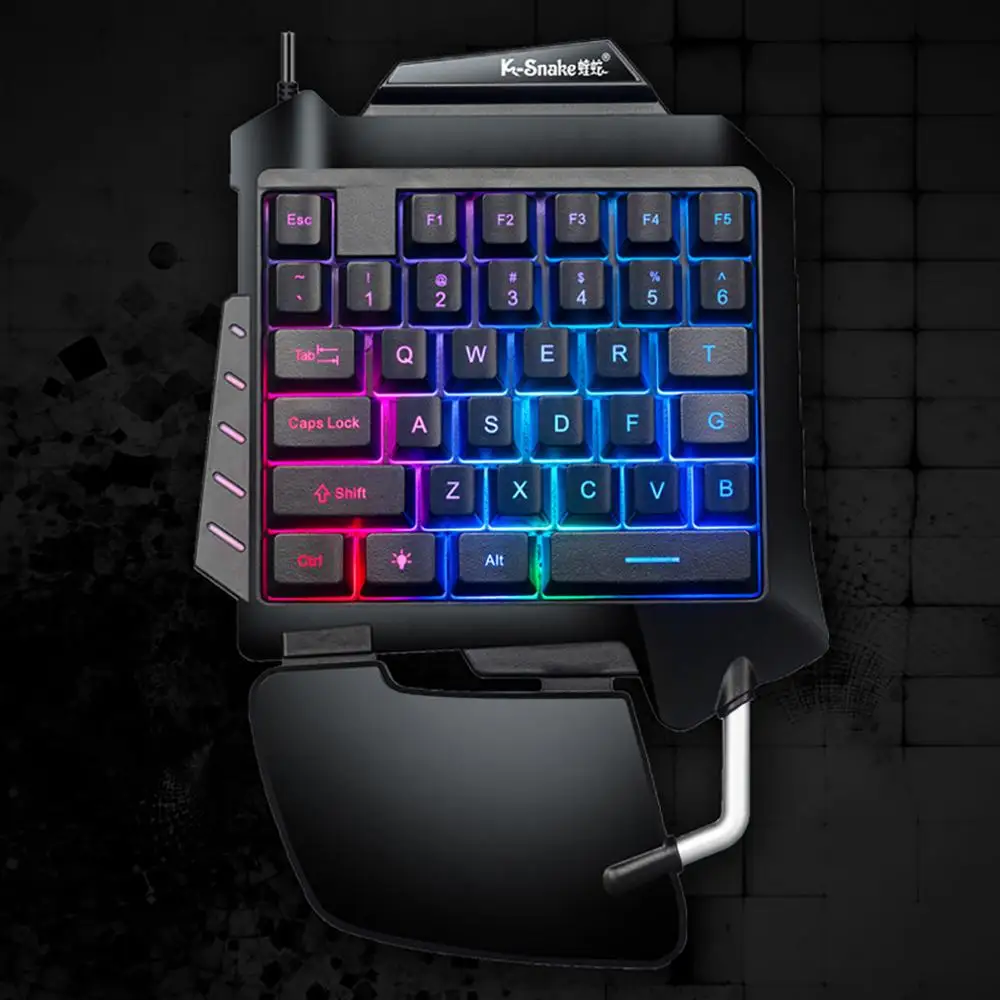 

Single Hand USB Wired 35 Keys Gaming Keypad Membrane keyboard RGB Breathing Light Keyboard For PUGB LOL