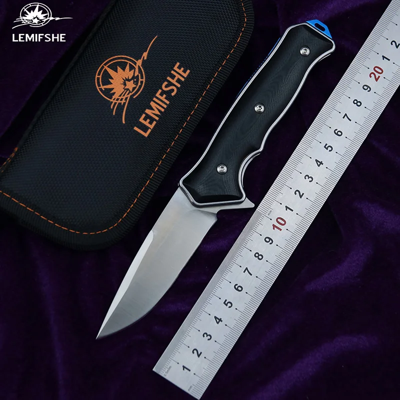 

LEMIFSHE CR230 Flipper folding knife bearing D2 blade G10 Steel handle outdoor camping hunting pocket fruit knife EDC tools