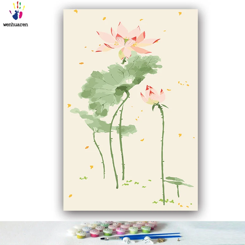 DIY картинки для раскраски по номерам с цветами в старинном стиле ручка цветок Картина Рисунок Живопись по номерам в рамке дома