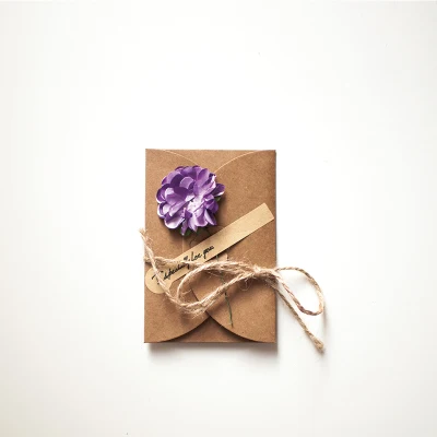 1 шт крафт имитация цветок конверт для поздравительной открытки чистый Ретро креативный Приглашение Свадьба Спасибо День рождения карты вечерние принадлежности - Цвет: purple carnation-S