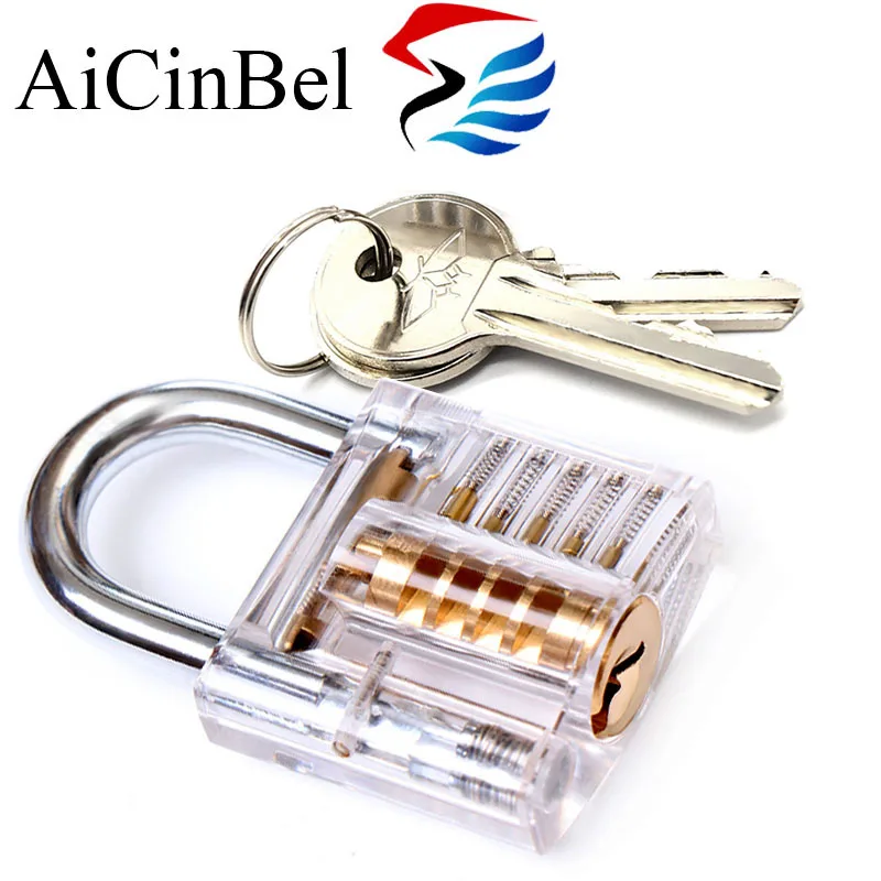 AiCinBel Transparent Visible Pick Cutaway Practice Padlock Lock With Broken Key Removing Hook Kit Extractor Set Locksmith Wrench |
