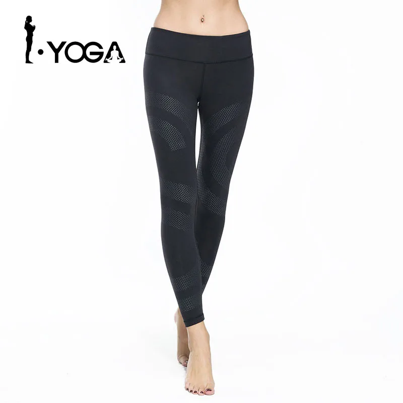 ФОТО Fitness Women's Sports Leggings Running Yoga Pants Slim Fit Elastic Waist Spandex Breathable Quick Dry Tights Gym Sportswear