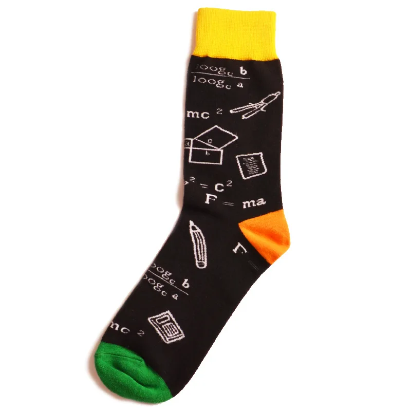Веселые носки с геометрическим музыкальным элементом, забавные мужские носки, хлопковые носки для скейтборда, хип-хоп, уличная команда Харадзюку, модные короткие носки