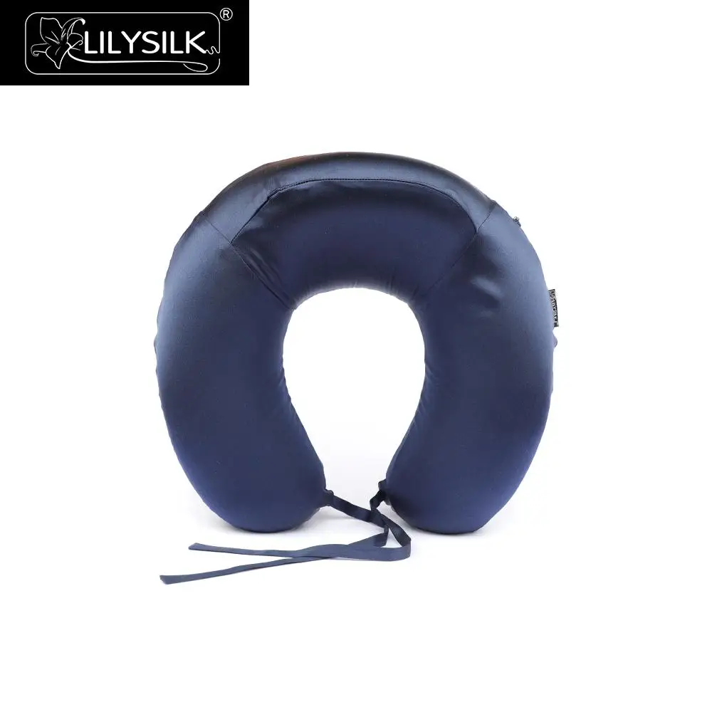 LilySilk Подушка с покрытием из чистого шелка для путешествий, Гипоаллергенная подушка для облегчения боли в шее, обернутая в пену с эффектом памяти для экстремального комфорта