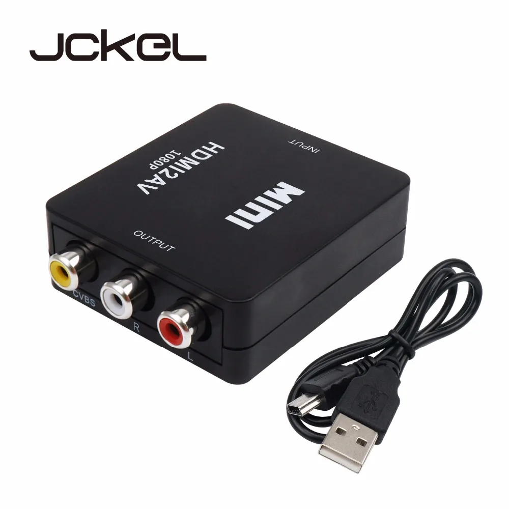 JCKEL HDMI to AV Scaler 1080P Converter Box HDMI to RCA AV/CVSB L/R Component Video Adapter HDMI2AV HD Support NTSC PAL