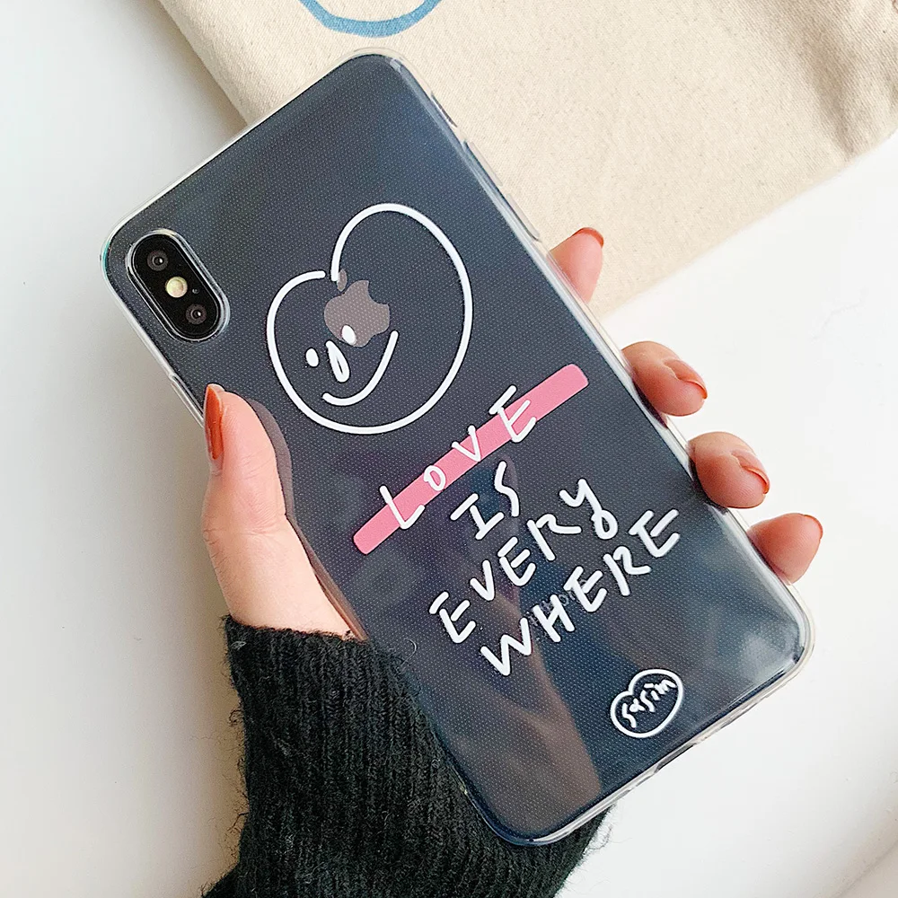 KIPX1103_2_JONSNOW Phone Case For iPhone 6S 7 8 Plus Love Pattern Clear Soft Silicone Cover Cases for iPhone X XR XS Max Capa Fundas
