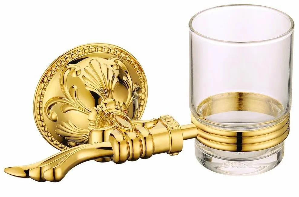 Один держатель стаканов, держатель чашки для зубной щетки, Золотая стеклянная чашка, аксессуары для ванной LG013