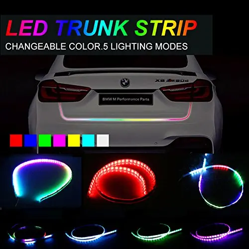 

120cm 150cm RGB LED Strip Lighting Car Rear Trunk Tail Light RGB Dynamic Streamer Brake Turn Signal Leds Warning Lights Strips