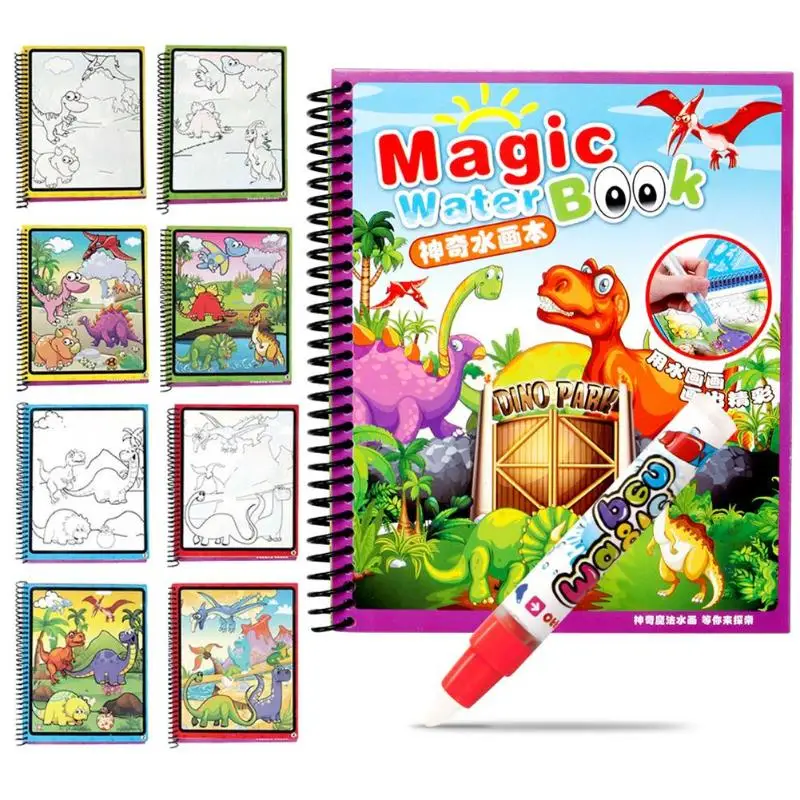 Download Drawing Toys Magic Reuse Water Drawing Book Painting Coloring Book With Water Pen Kids ...