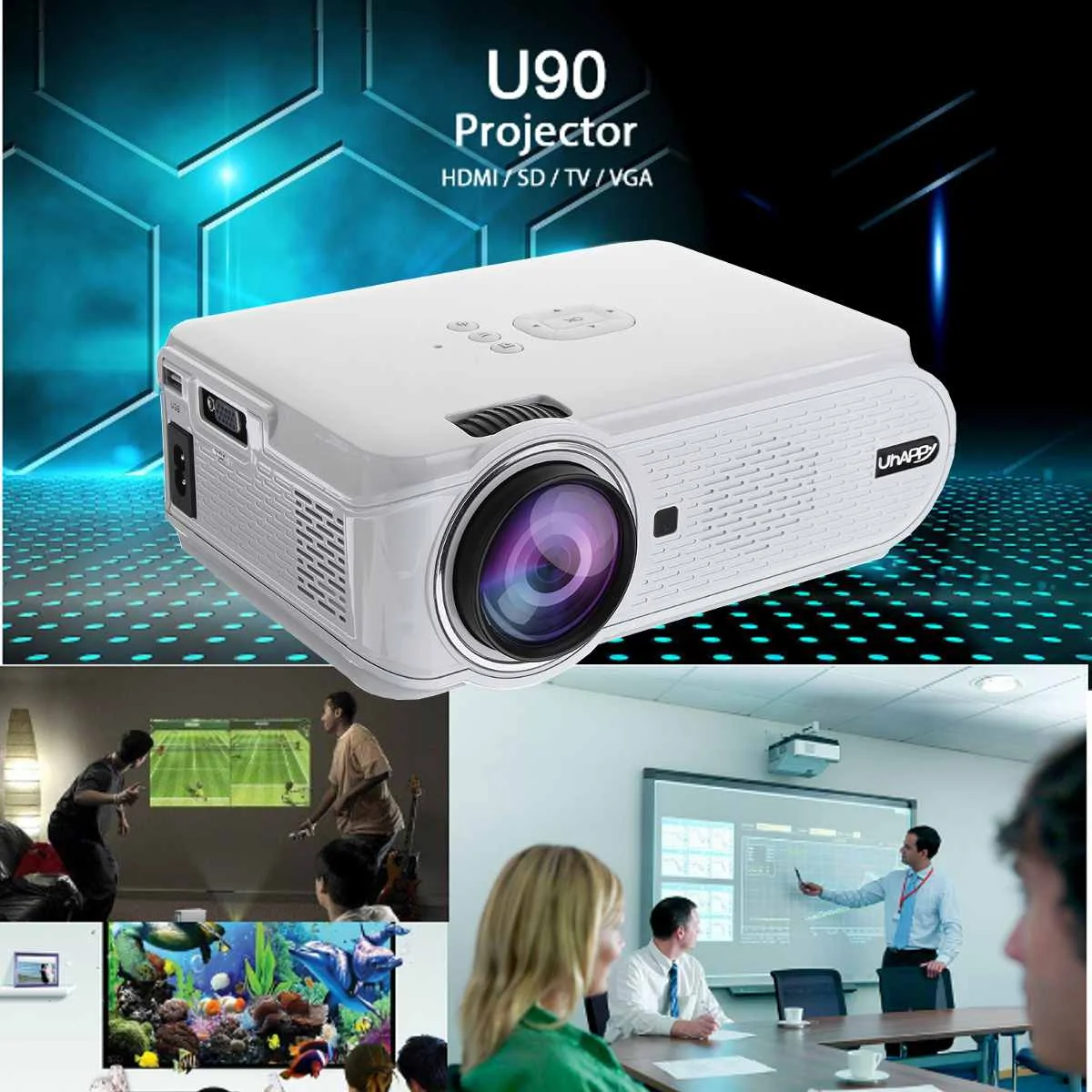 

7000 Lumens 1080P HD LED 3D Mini Projectors Cinema Home Theater Remote Control