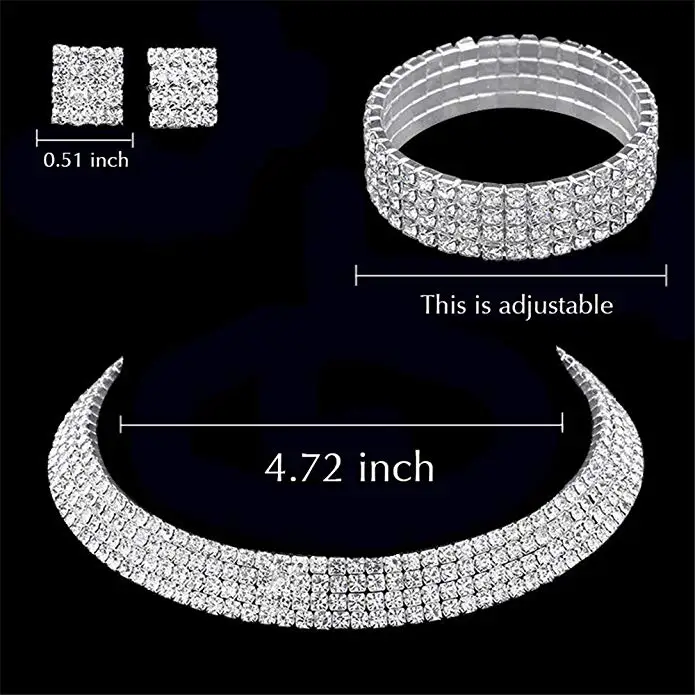 Fancy Love Crystal Rhinestone Bridal Necklace Earrings Jewelry Sets (4)