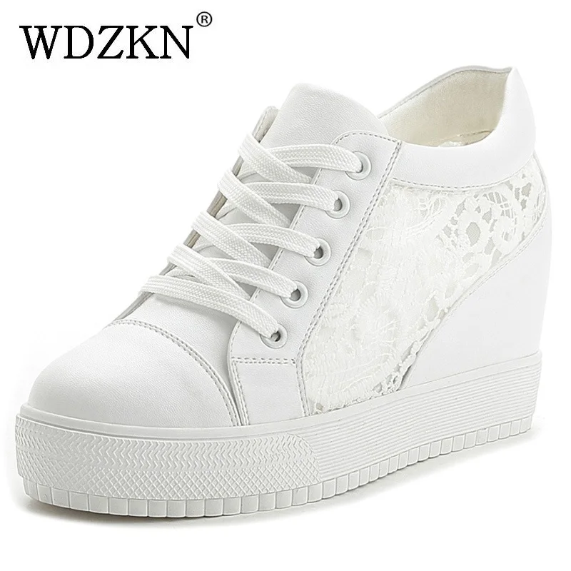 

WDZKN New Women Casual Shoes Platform Wedge Shoes Women Breathable Air Mesh High Heel Summer Height Increasing Women Shoes