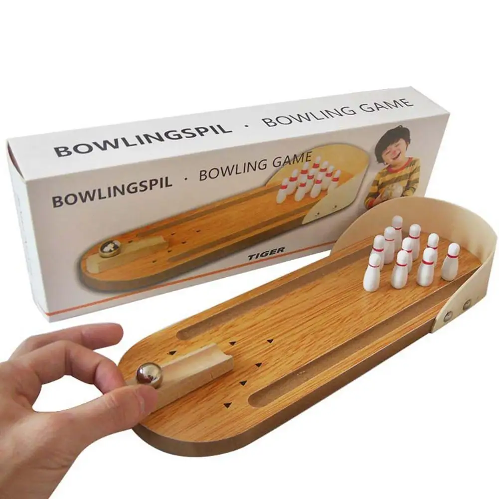 Мини Деревянный Настольный боулинг игра игрушечный комплект Веселые домашние