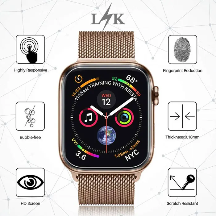 Защитная пленка на весь экран для наручных часов Apple watch 4/3/2 с уровнем твердости 9H Защитная пленка для наручных часов iwatch, 42 мм 44 мм, 38 мм, 40 мм экрана из закаленного стекла