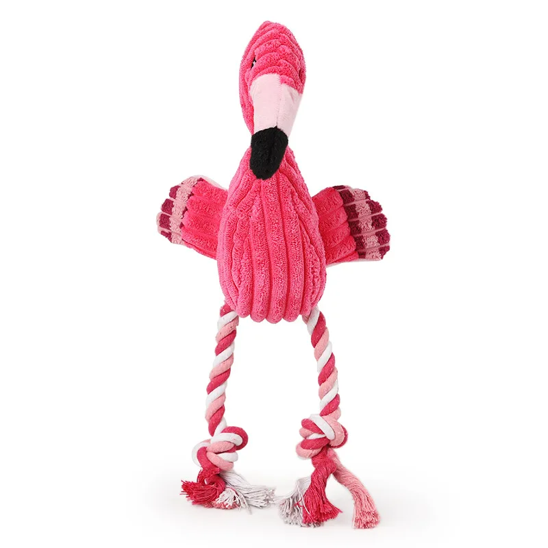 High Quality Dog Chew Toys Flamingo Cloth Durability Vocalization Dolls Bite Toys Squeaky for Dog Accessories Pet Dog Products