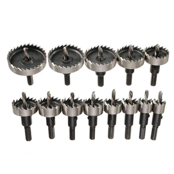 

ELEG-13Pcs Drill Bit Hole Saw Set,High Speed Steel Tip Hole Saw Tooth Cutter Drill Bits Hole Saw Kit Drilling Tools for Plasti