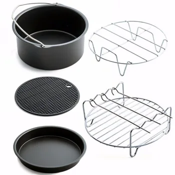 

3/5Pcs 7" Kitchen Air Fryer Accessories Pack Set Kit Stainless steel Black & Silver