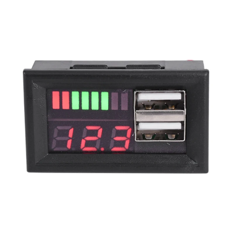 

Red Led Digital Display Voltmeter Mini Voltage Meter Volt Tester Panel for Dc 12V Cars Motorcycles Vehicles Usb 5V2a Output Ba