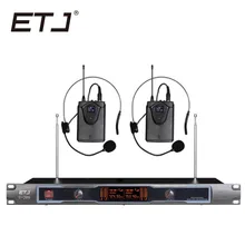 ETJ U-209 беспроводной микрофон с экраном 50 м расстояние 2 канала ручной микрофон система Беспроводная система караоке микрофон