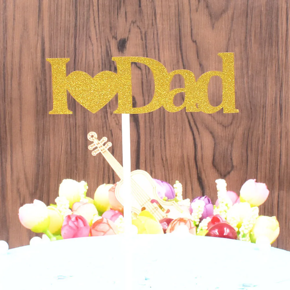 

New I Love Mom I Love Dad Birthday Cake Decoration Card Cake Insert