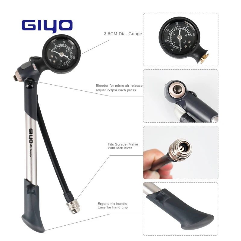 GIYO GS 03S велосипедный насос 300PSI надувная вилка шок подходит Schrader компактный мини с